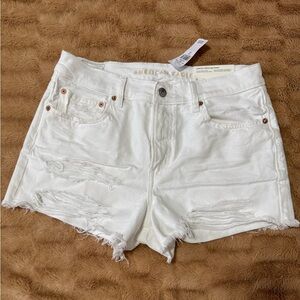 American Eagle Outfitters White Distressed Jean Shorts